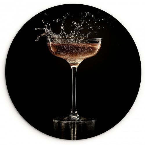 Tableau rond - Cocktail - Noir - Splashes - Verre