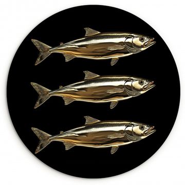 Tableau rond - Poissons - Or - Noir