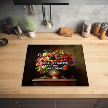 Protection plaque induction - Couleur - Fleurs - Vintage - Vase à fleurs