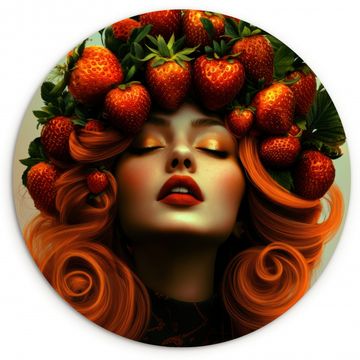 Tableau rond - Femme - Fraises - Couronne
