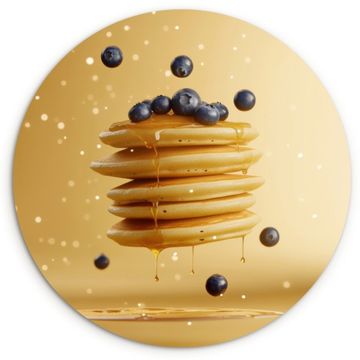 Tableau rond - Crêpes - Aliments - Miel - Jaune