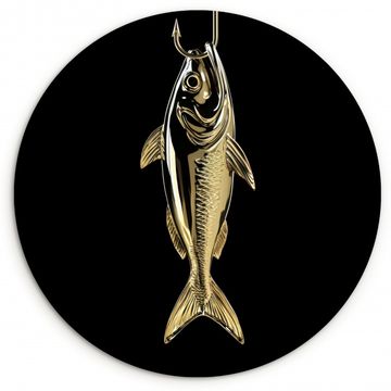 Tableau rond - Or - Poisson - Crochet - Noir
