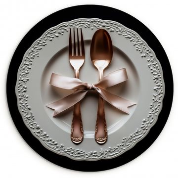 Tableau rond - Rose - Noeud - Couverts
