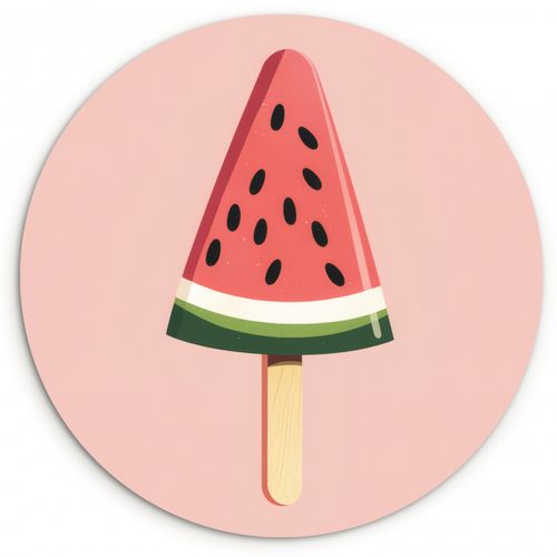 Tableau rond - Pastèque - Glace - Pépins - Rouge