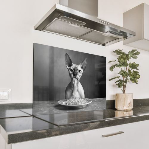 Fond de hotte - Sphynx - Chat - Animaux - Humour - Spaghetti - Noir et blanc