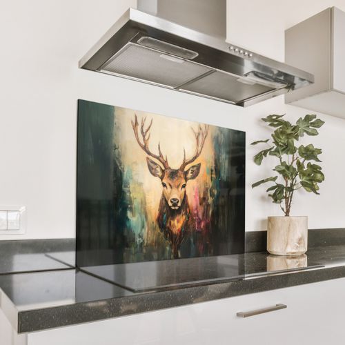 Cerf - peint - bois - brun
