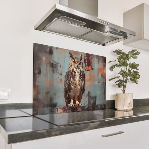 Peint - Abstrait - Hibou - Marron