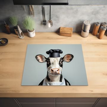 Protection plaque induction - Vache - Noir - Blanc - Cuisinier