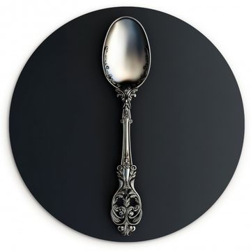 Tableau rond - Cuillère - Argent - Métal