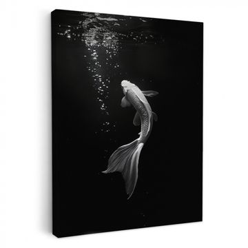 Tableau sur toile - Koi - Poisson - Blanc - Noir