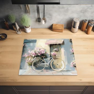 Protection plaque induction - Bicyclette - Couleurs pastel - Fleurs