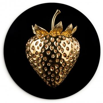 Tableau rond - Fraise - Or - Noir - Chrome