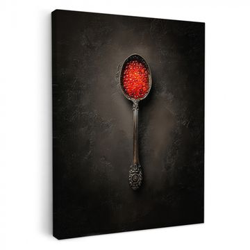 Tableau sur toile - Noir - Cuillère - Caviar