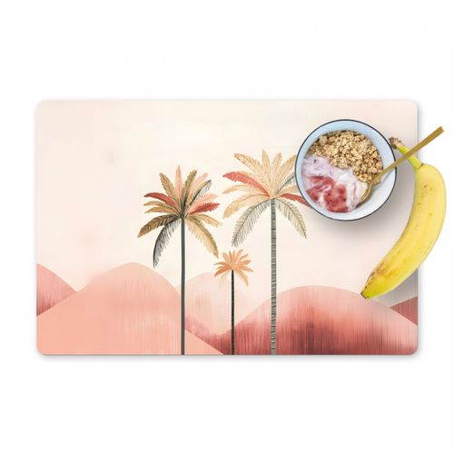 Sets de table - Palmiers - Collines - Minimaliste - Rose tendre