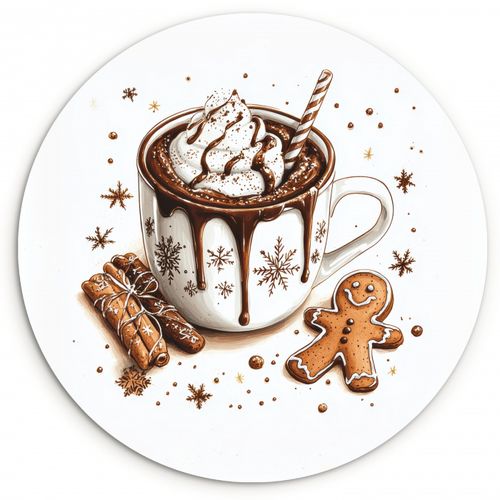 Tableau rond - Chocomel - Décoration - Gâteau - Hiver - Noël