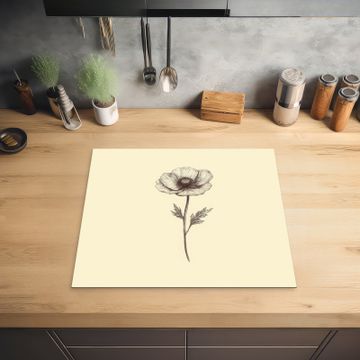 Protection plaque induction - Coquelicot - Illustration - Noir