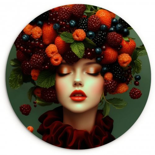 Tableau rond - Femelle - Fraises - Framboises - Mûres - Baies