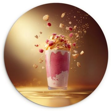 Tableau rond - Framboise - Smoothie - Boisson - Rose