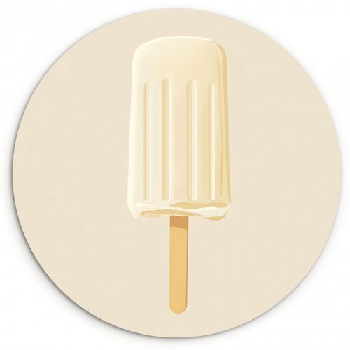 Tableau rond - Minimaliste - Glace à l'eau - Bâton - Beige