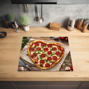 Protection plaque induction - Pizza - Coeur - Pepperoni - Tomate