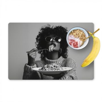 Sets de table - Femme - Pâtes - Noir - Blanc