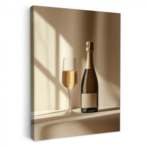 Tableau sur toile - Champagne - Beige - Ombre - Bulles