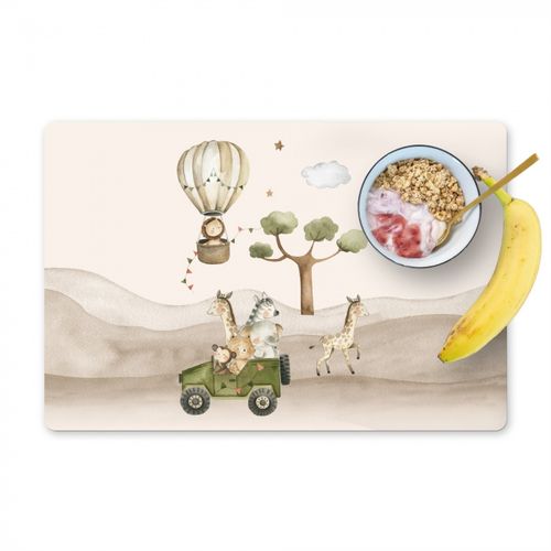 Sets de table - Animaux sauvages - Safari - Aquarelle - Montgolfière