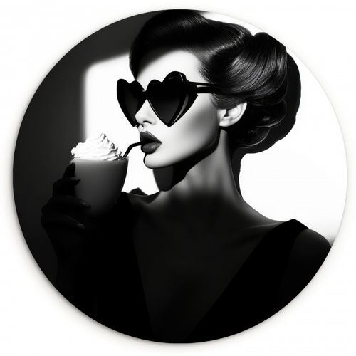 Tableau rond - Femme - Noir - Coeur