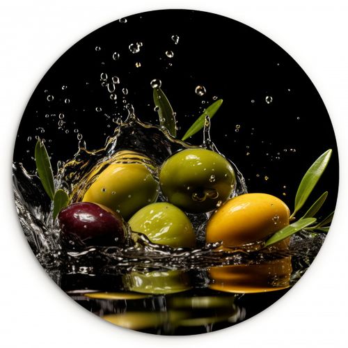 Tableau rond - Olives - Vertes - Eau - Noires