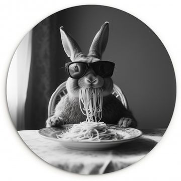 Tableau rond - Lapin - Lapin - Lunettes de soleil - Nappe - Pâtes - Mignon