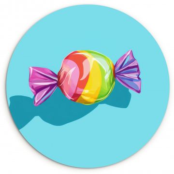 Tableau rond - Bleu - Bonbons - Arc-en-ciel
