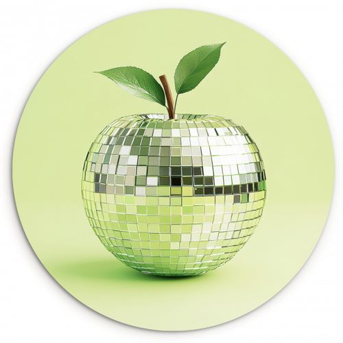 Tableau rond - Vert - Disco - Décoration - Pomme