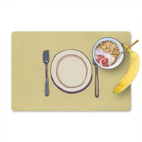 Sets de table - Illustration - Assiette - Couverts - Beige