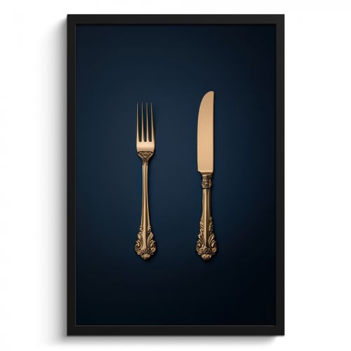 Cadre Photo - Couverts - Bleu foncé - Or