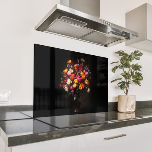 Fond de hotte - Coloré - Bouquet - Vase - Marron foncé