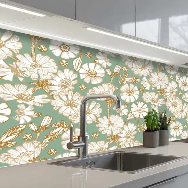 Bloem - Art nouveau - Design keuken achterwand 2 middel 871 -3d_schuin