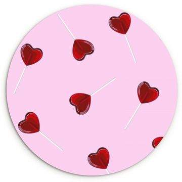 Tableau rond - Rose - Coeur - Sucette - Bonbon