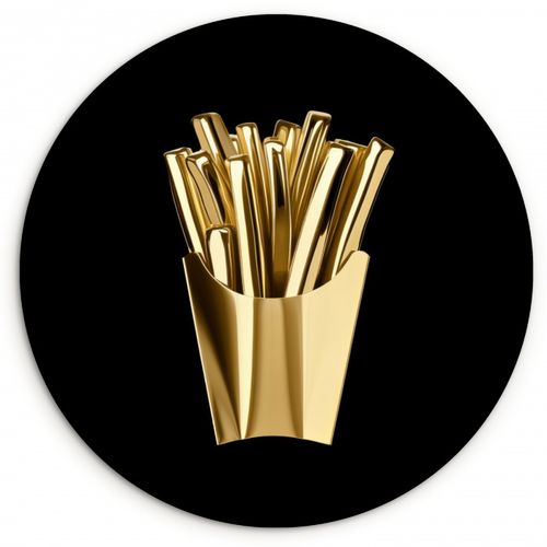 Tableau rond - Frites - Or - Chrome - Alimentation