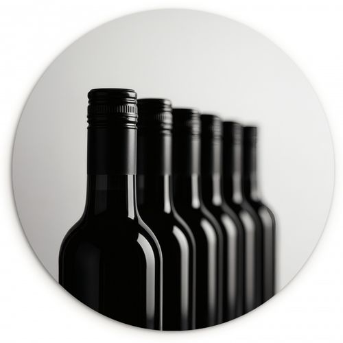 Tableau rond - Bouteilles de vin - Noir - Minimaliste