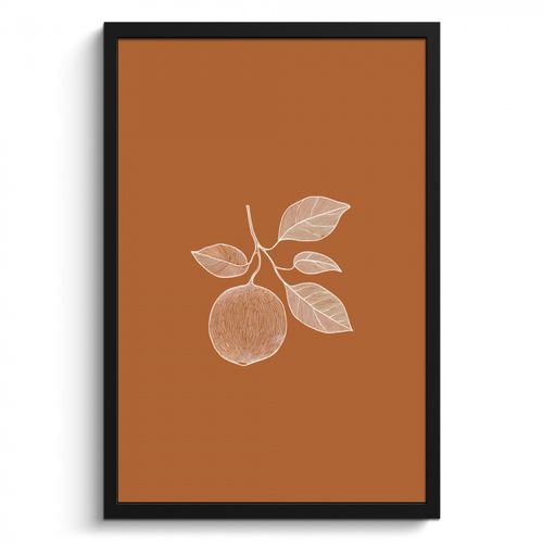 Cadre Photo - Orange - Dessiné - Feuilles - Marron
