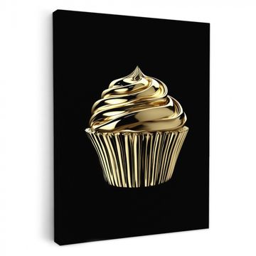 Tableau sur toile - Cupcake - Nourriture - Or - Noir