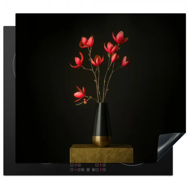 Vinyle de protection contre l'induction 3mm - Rouge - Fleurs - Vase