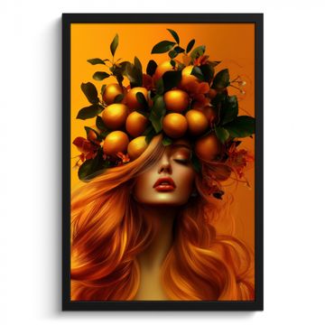 Cadre Photo - Femme - Citrons - Fleur - Jaune