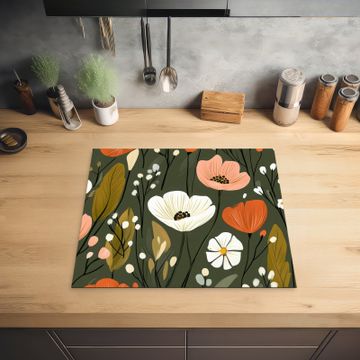 Protection plaque induction - Fleurs - Illustration - Vert