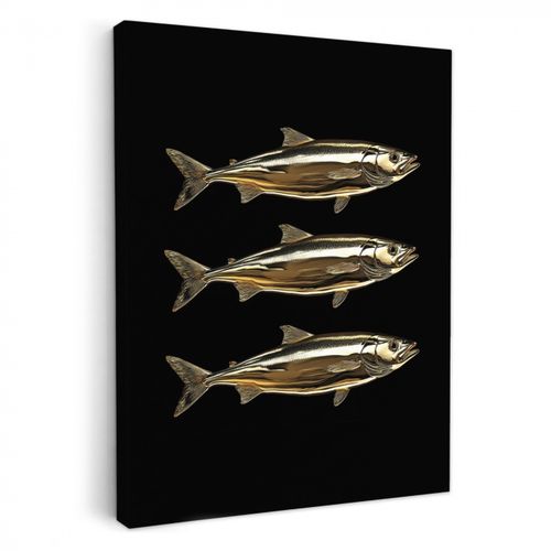 Tableau sur toile - Poissons - Or - Noir