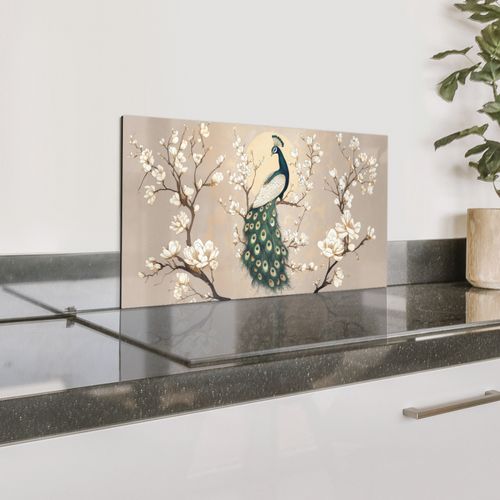 Fond de hotte - Paon - Branche - Fleurs