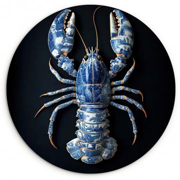 Tableau rond - Homard - Bleu de Delft - Bouclier - Robuste