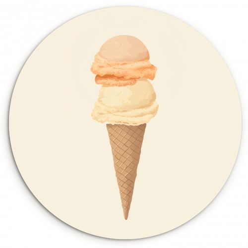 Tableau rond - Minimaliste - Pelle à glace - Corne - Beige