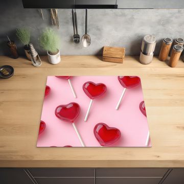 Protection plaque induction - Sucettes - Coeurs - Rose