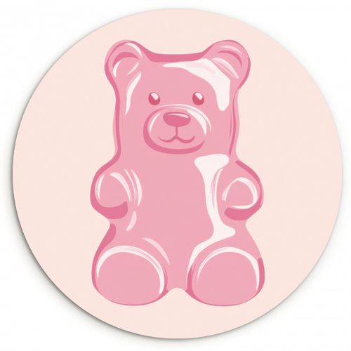 Tableau rond - Ours - Rose - Bonbons